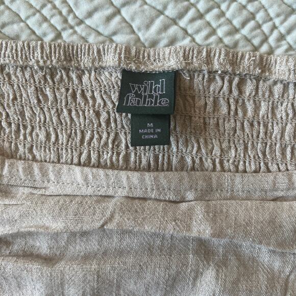 Wild Fable Crop Top Blouse Beige Cinched Short Puff Sleeve Size M NWT - Picture 8 of 9